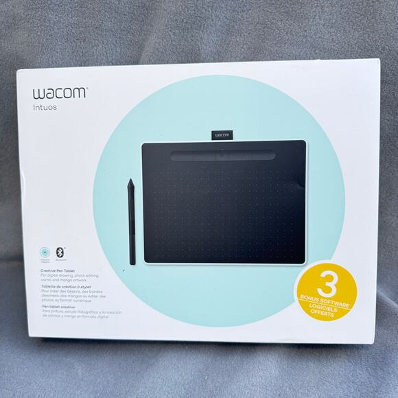 Wacom Intuos CTL-6100WL Bluetooth Graphics Tablet Medium Pistachio Pen Cable - Picture 1 of 9
